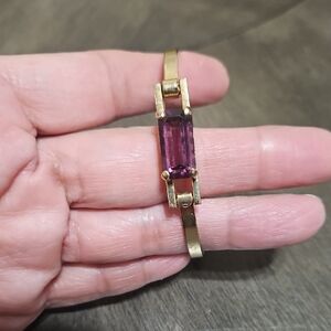 Avon Gold-Tone Bracelet with Purple Rectangular Stone